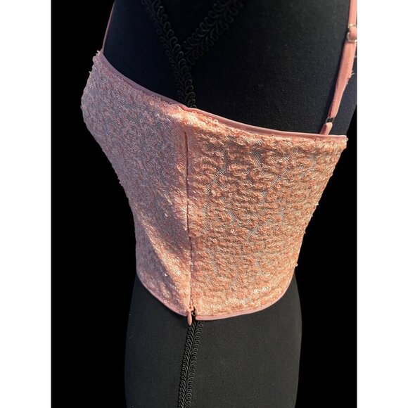 Susana Monaco Sequin Sparkle Crop Top, Taylor Swift Era Style, PINK, Adjustable - Picture 4 of 11
